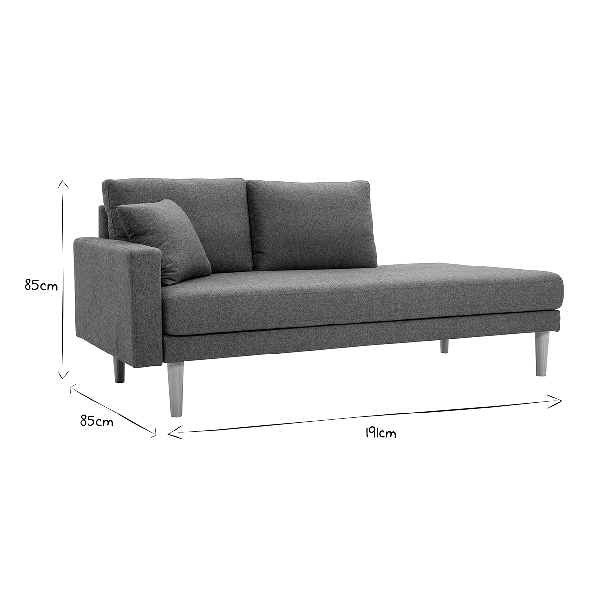Méridienne scandinave L190 cm pieds bois clair BERTILLE vert, MILIBOO