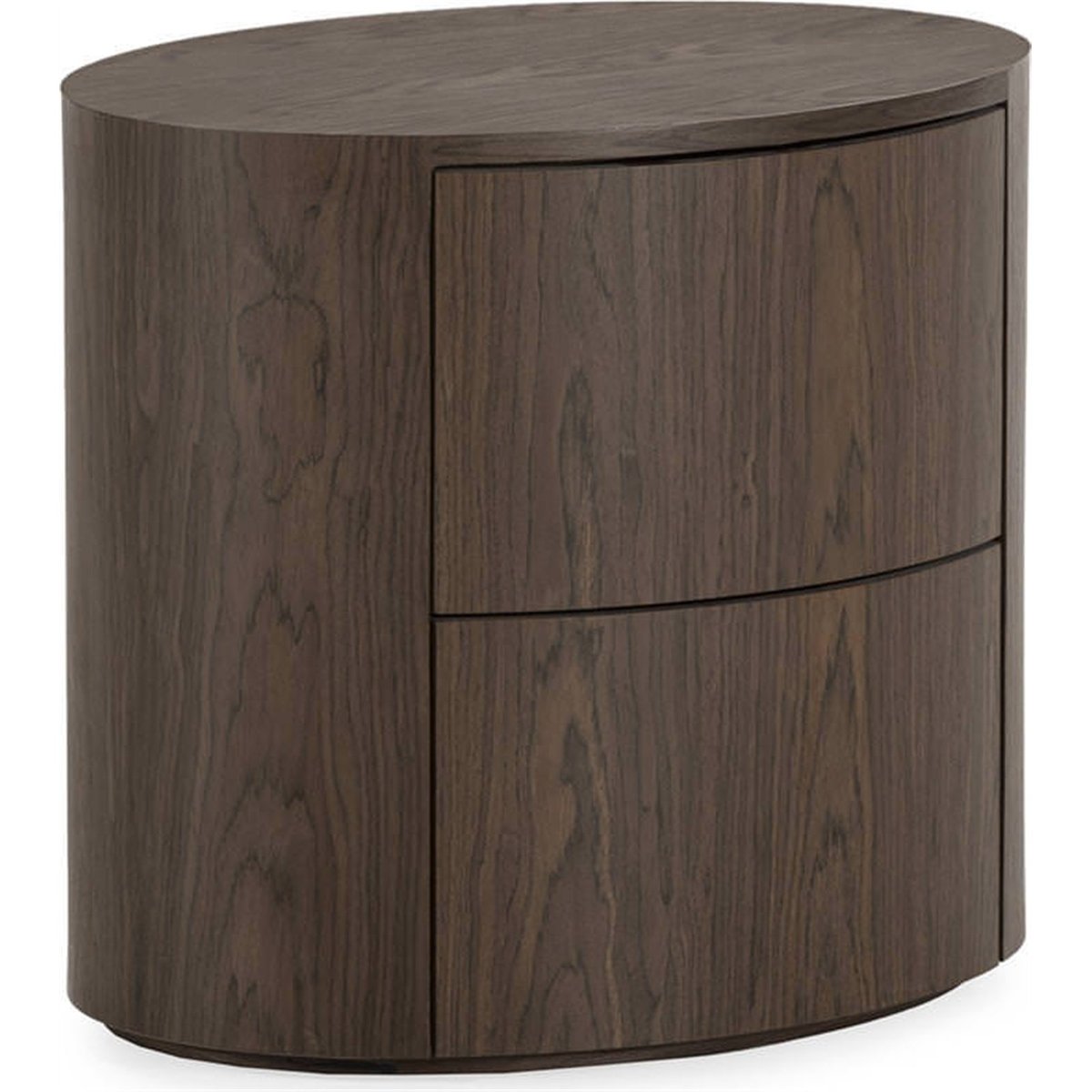 Table de chevet arrondie en bois marron foncé, RECOLLECTION