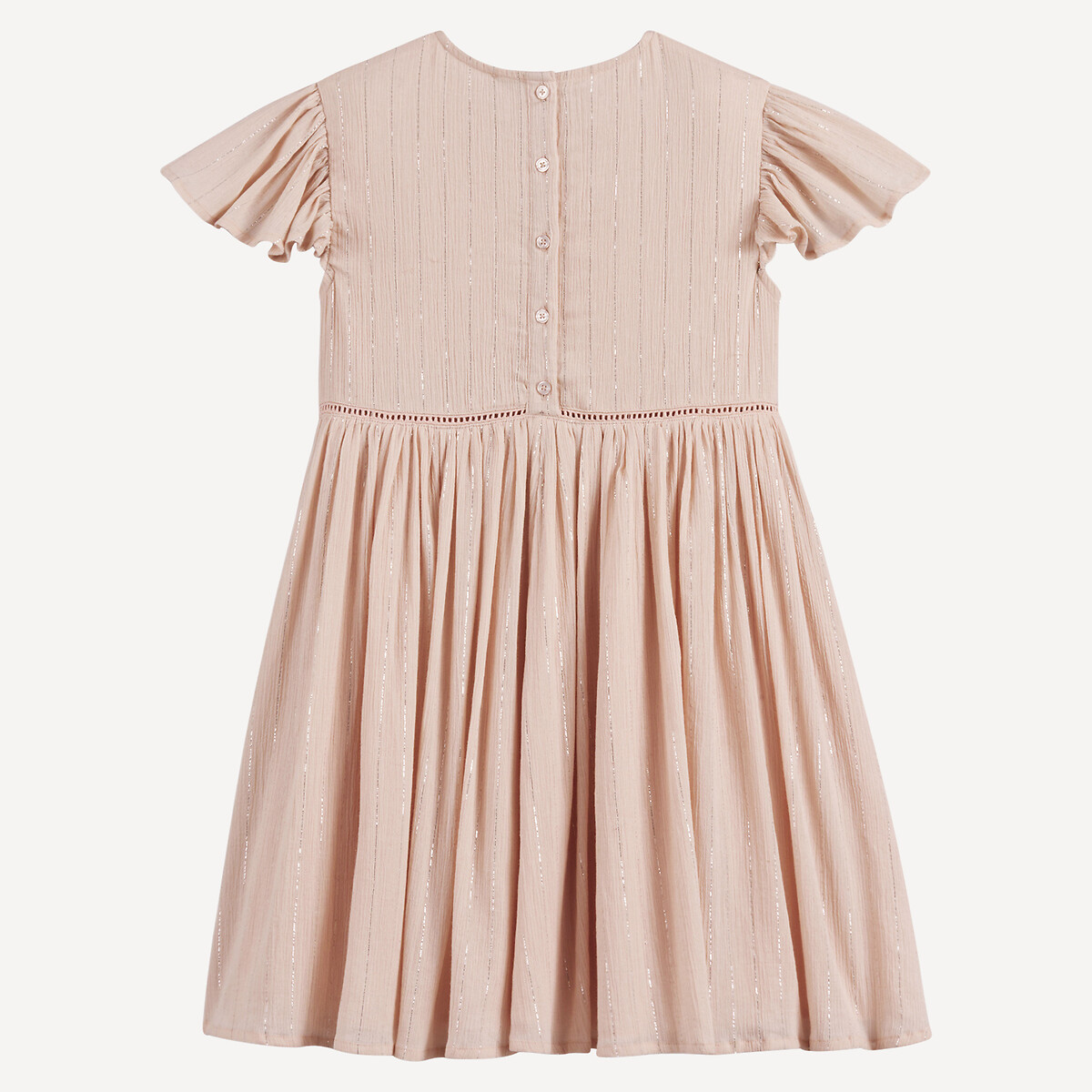 Dress with Ruffled Short Sleeves pale pink, LA REDOUTE COLLECTIONS