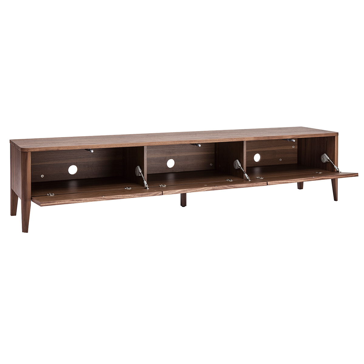 Meuble TV bois foncé noyer 3 tiroirs L180 cm BENJA noyer, MILIBOO