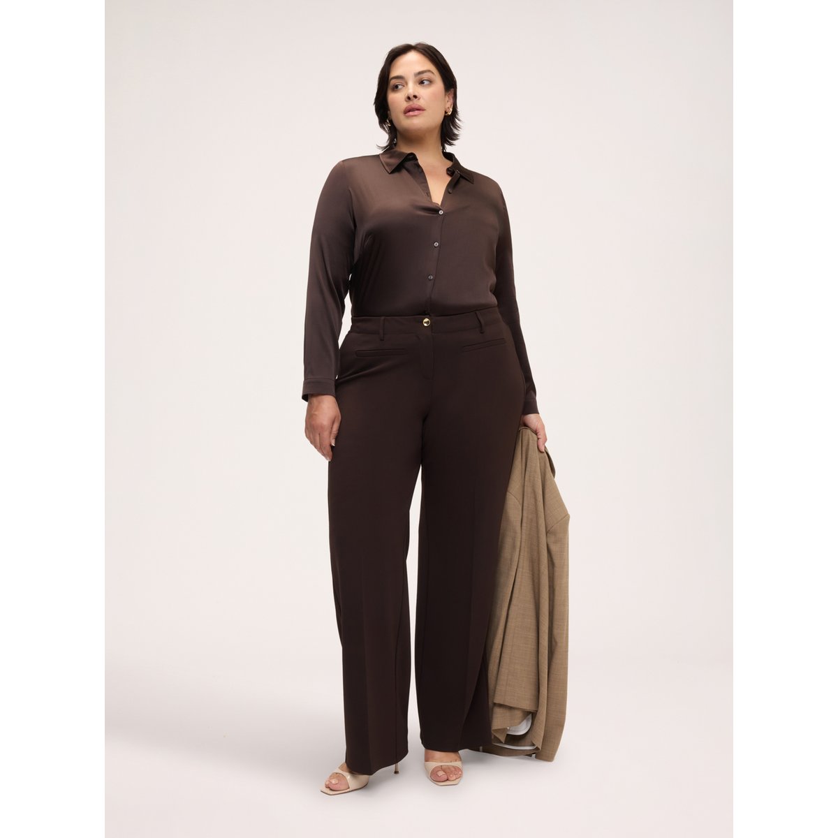 Chemise avec col classique marron, FIORELLA RUBINO
