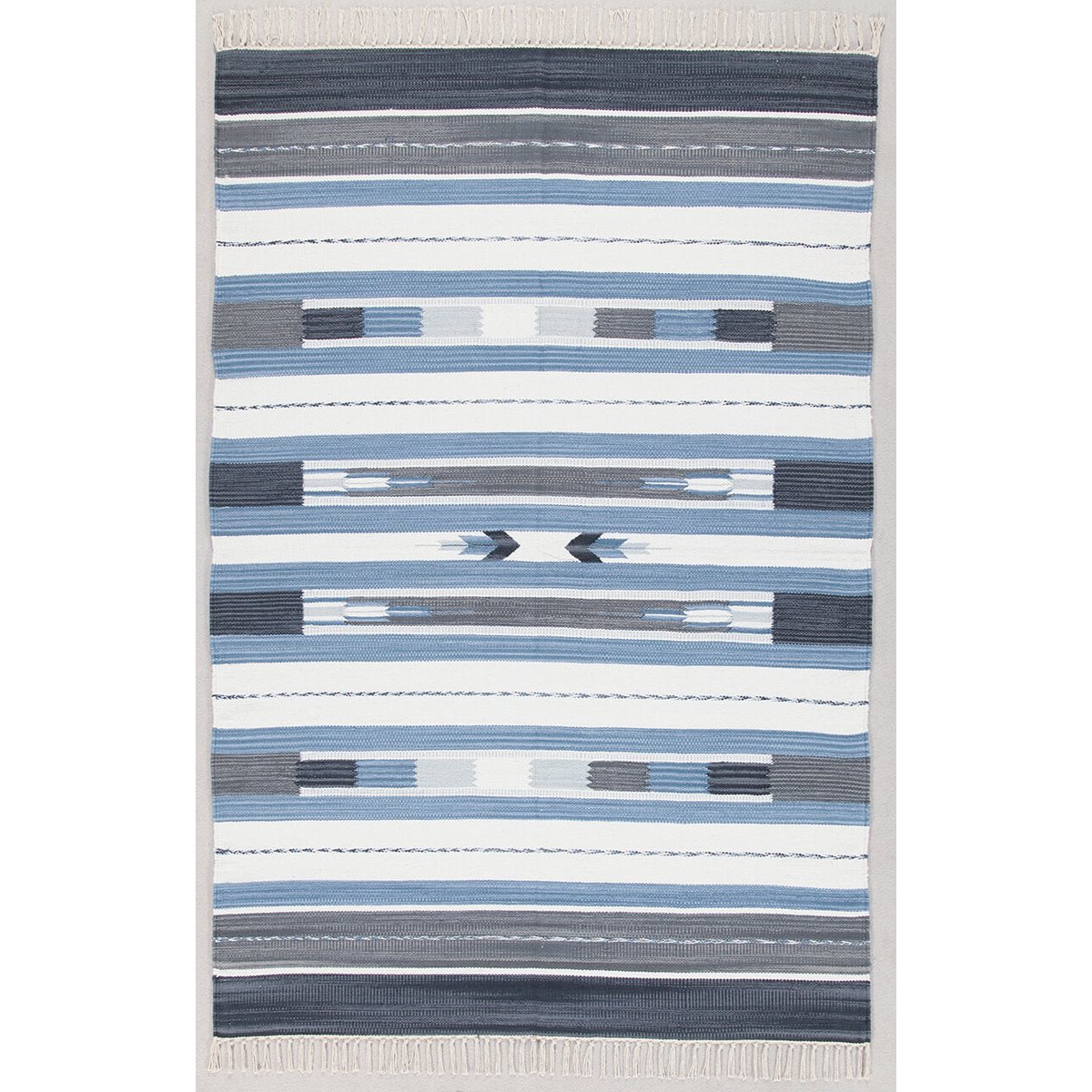Tapis kilim tissé main RIDA bleu, NOVATREND
