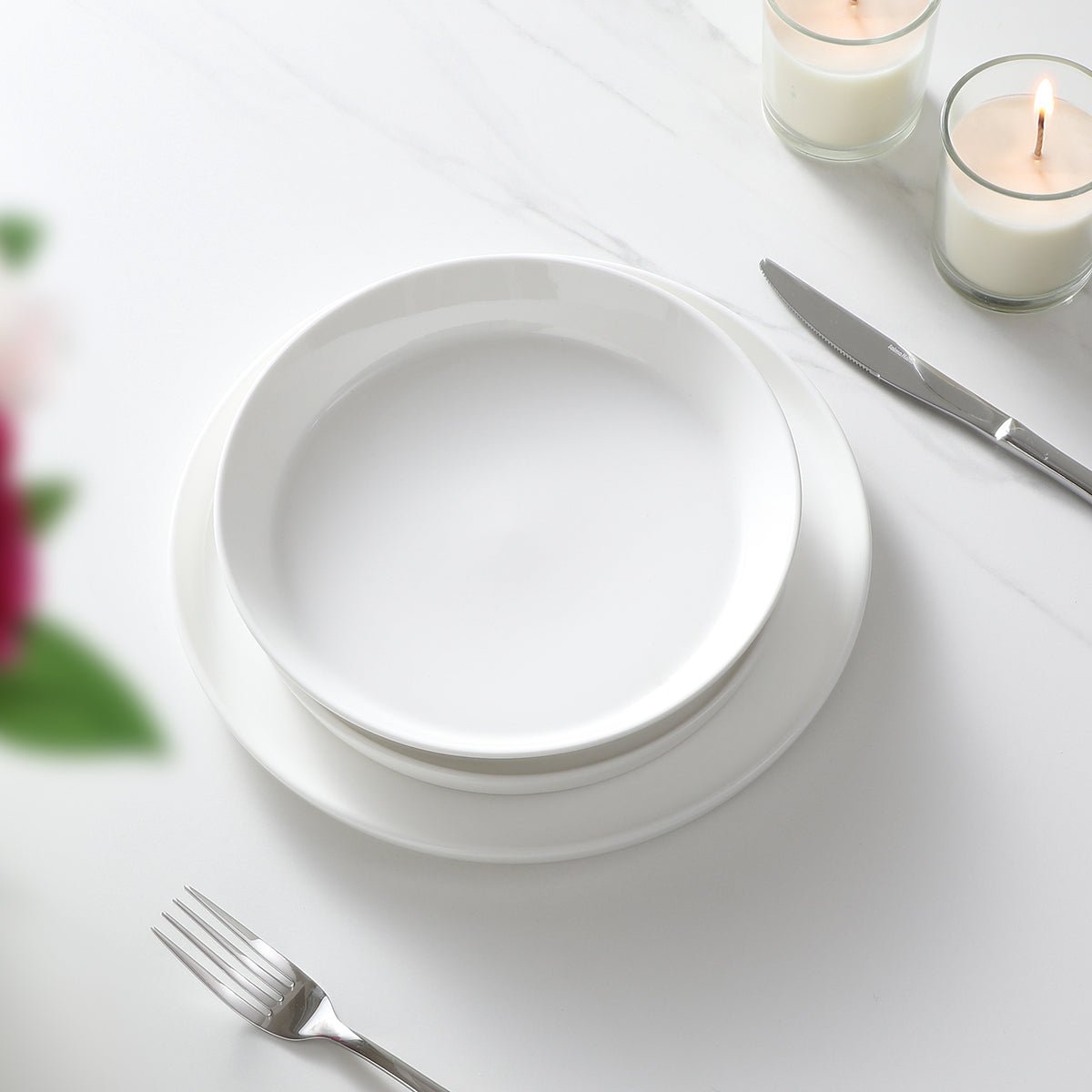 Set de 4 assiettes en porcelaine D20 LOUISE blanc, SIA DECO