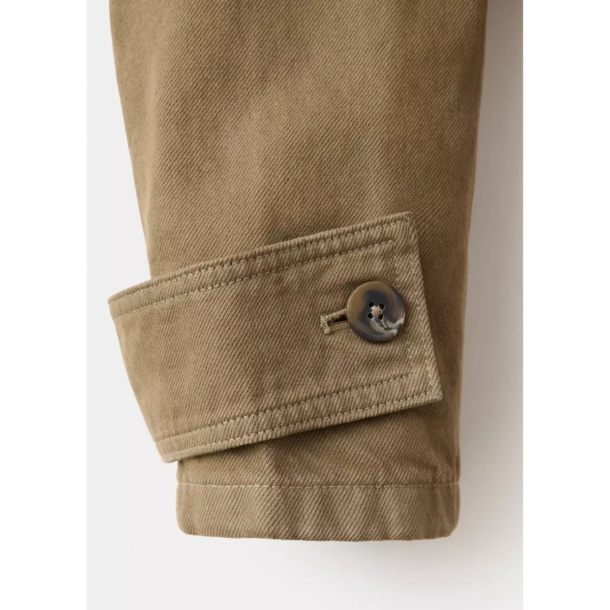 Parka denim à col cheminée kaki, MANGO