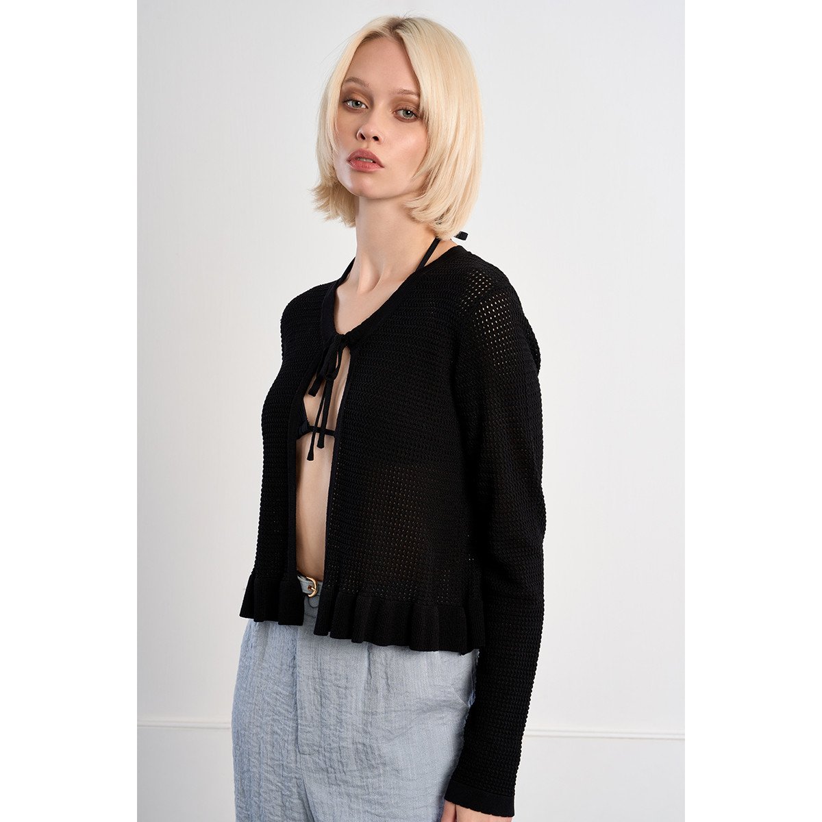 Top ouvert en maille noir, LILI SIDONIO