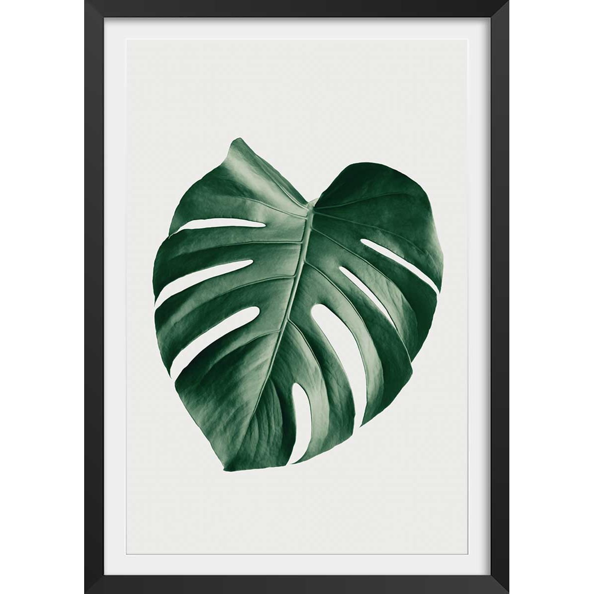 Affiche monstera perfect affiche + cadre en bois - noir, HEXOA
