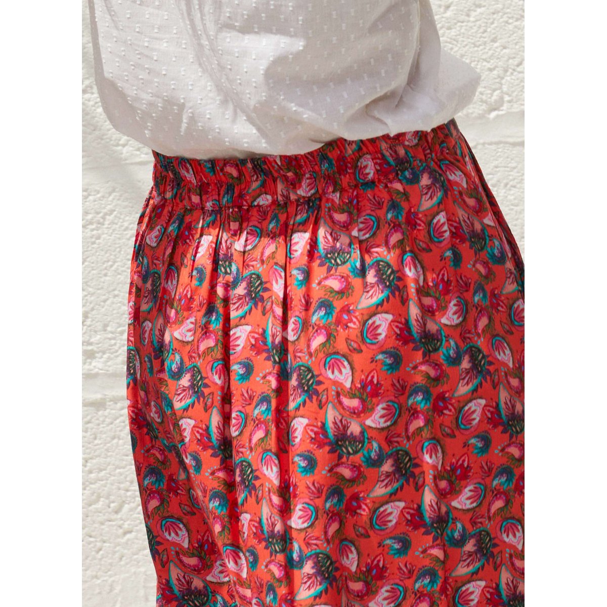 Jupe midi imprimée fluide Ecovero ADELINA rose corail adelina, LA FIANCÉE