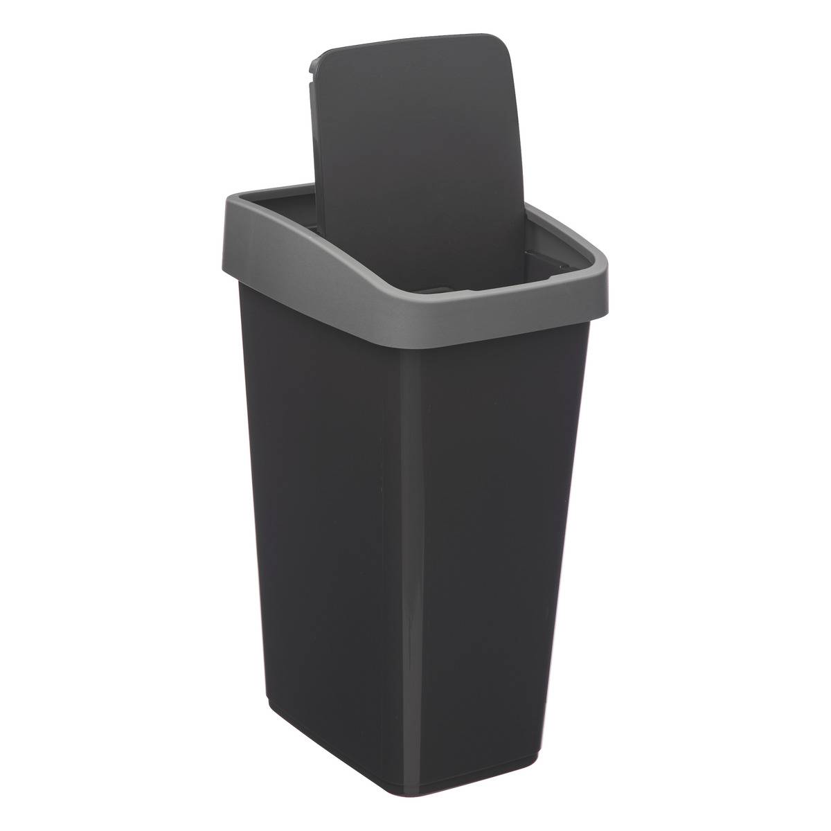 Poubelle de cuisine rectangulaire double ouverture 25L anthracite, 5FIVE SIMPLY SMART