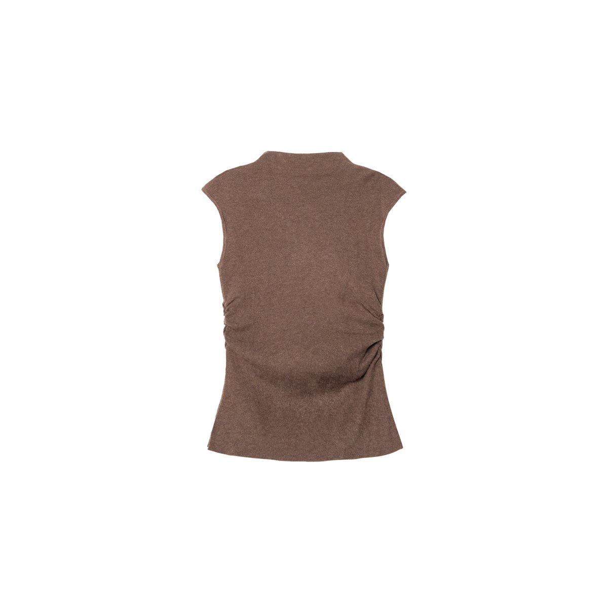 Top sans manches en maille avec fronces latérales marron, THE-ARE