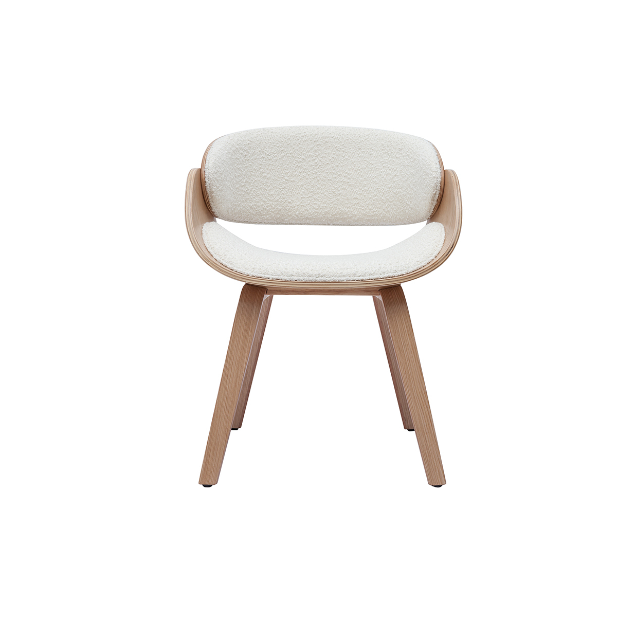 Chaise design en tissu effet velours texturé beige et bois clair BENT bois clair / blanc, MILIBOO