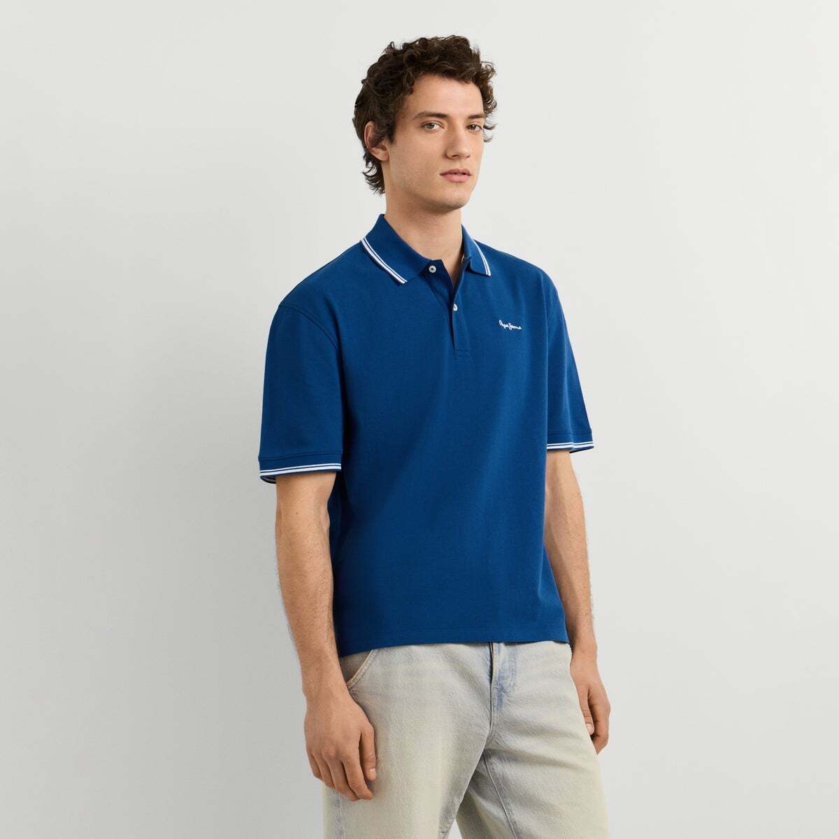Polo Coupe Regular En Piqué encre bleue, PEPE JEANS