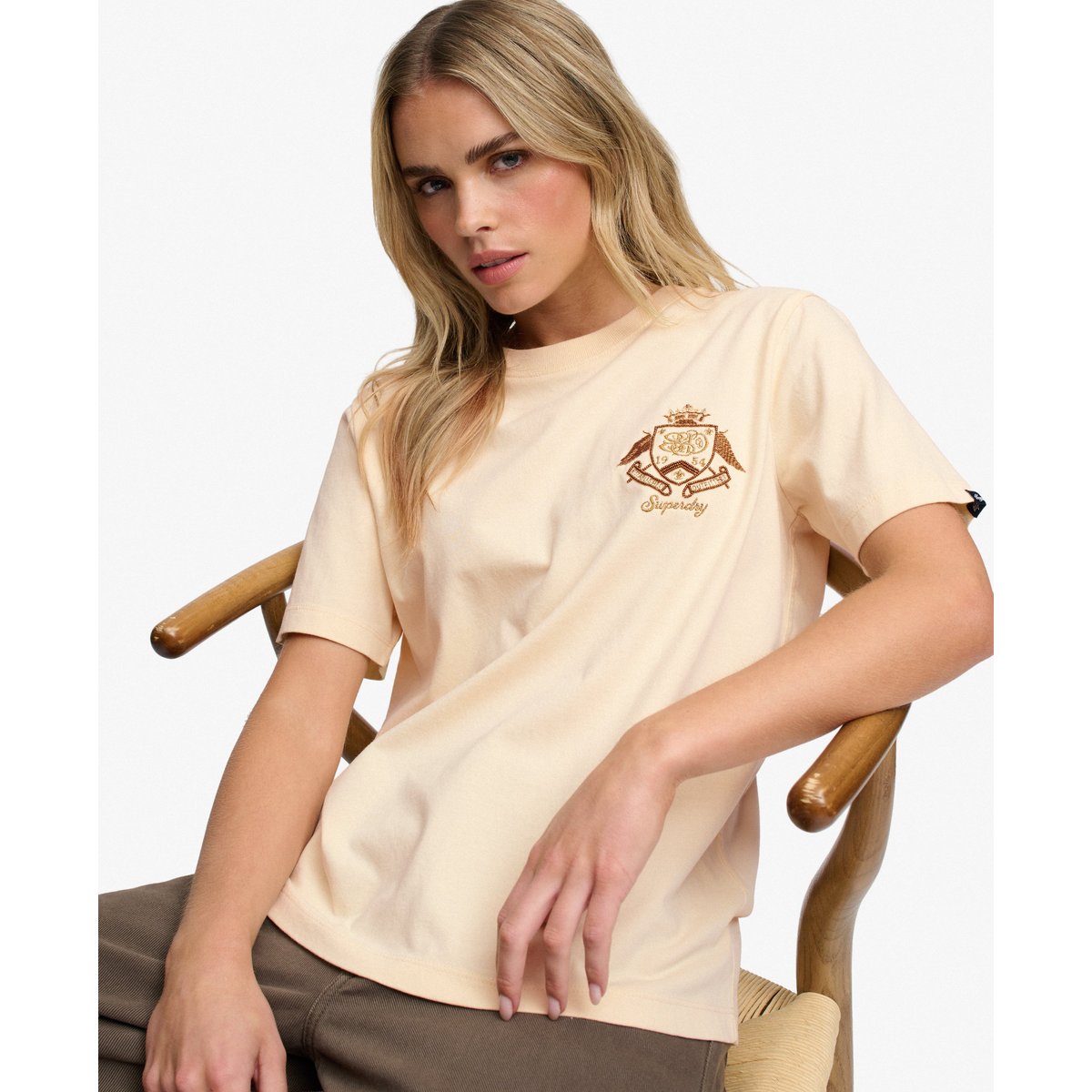 T-shirt Crest Embellished crème naturel, SUPERDRY