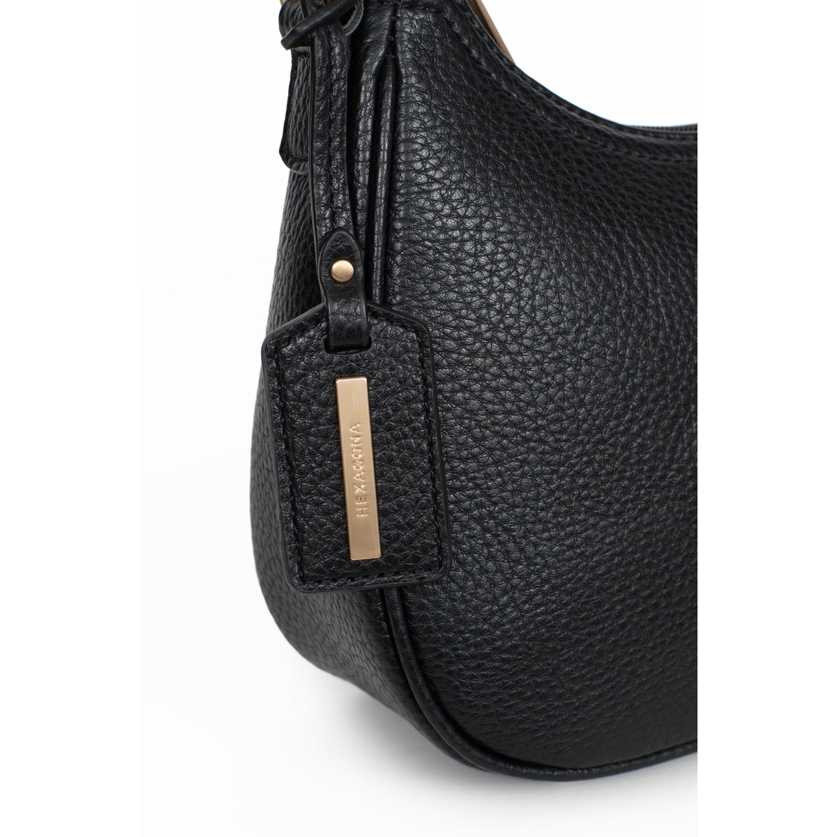 Sac porté épaule 1 anse ZORA noir, HEXAGONA