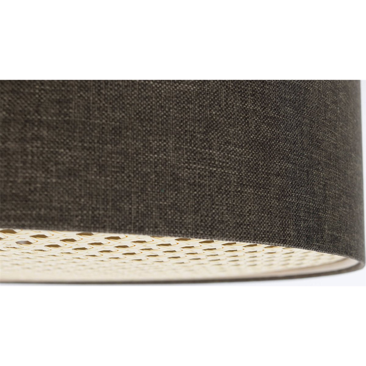 Plafonnier rond en tissu et rotin Boho Elegant marron naturel et rotin clair, BPS KONCEPT