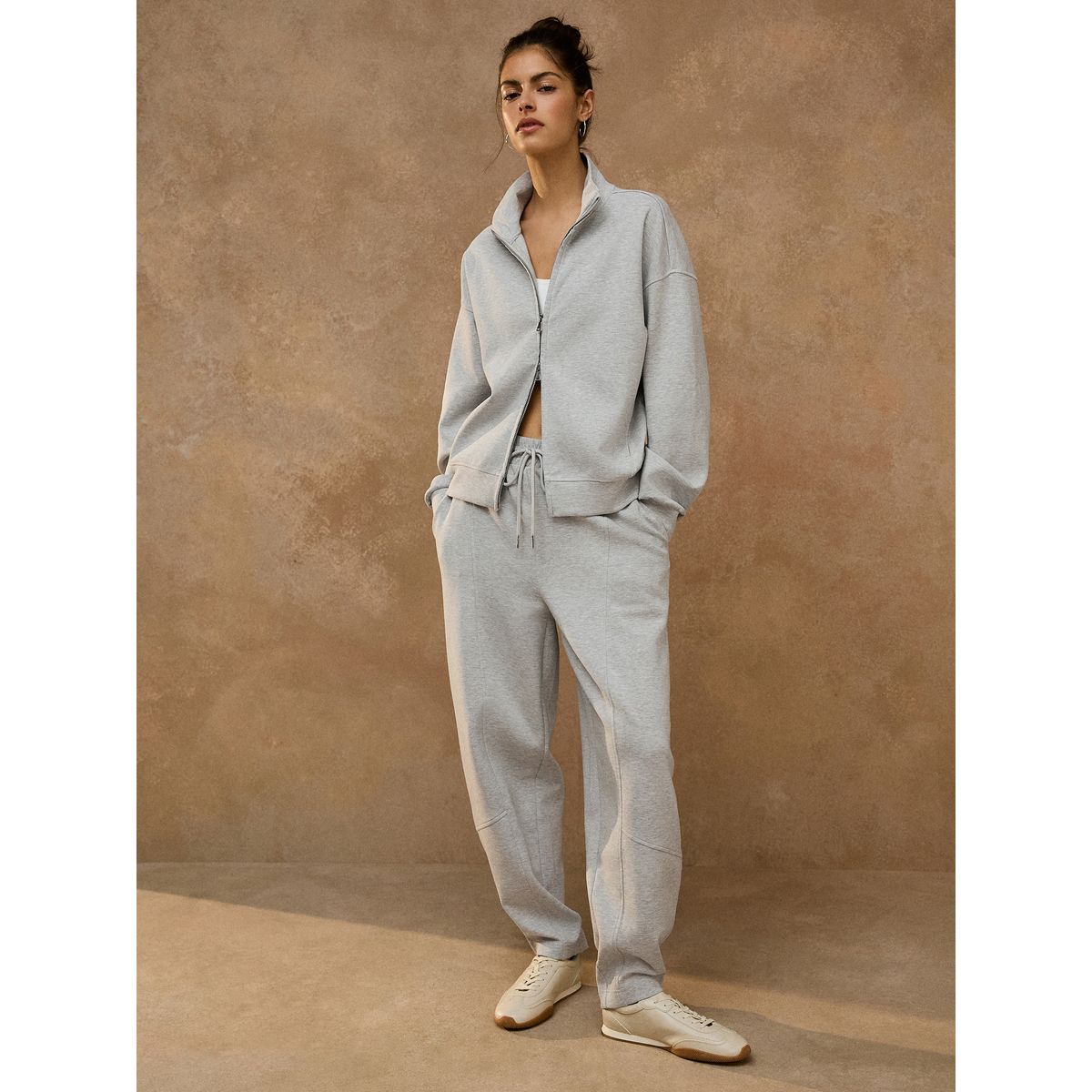 Veste zippée en néoprène doux gris, NEXT