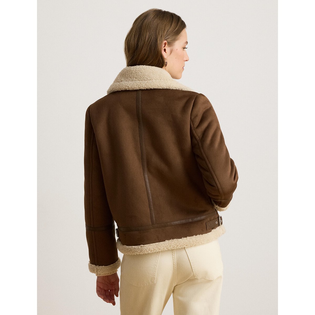 Blouson style aviateur, détails en sherpa tabac, LAUREN RALPH LAUREN