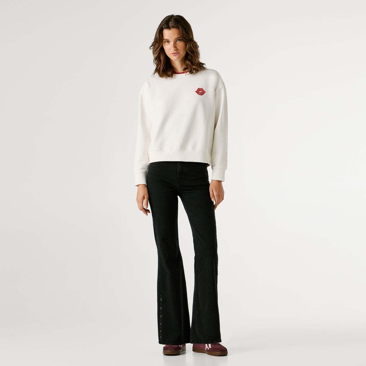 Sweat-Shirt À Col Rond Avec Logo souris blanche, PEPE JEANS