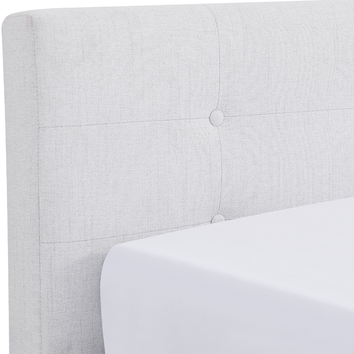 Lit avec tête de lit en tissu - MILO beige, HOMIFAB