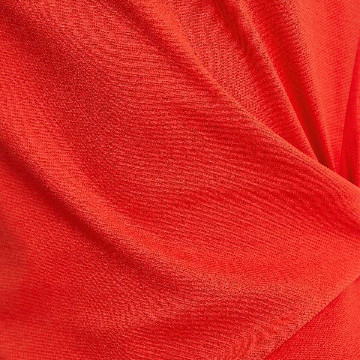 Robe midi manches coudes à taille drapée rouge, LA REDOUTE COLLECTIONS