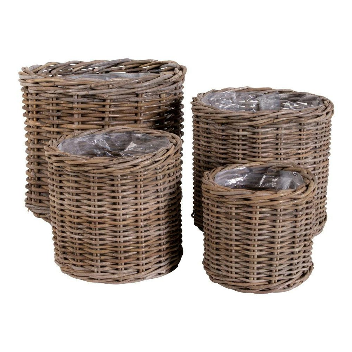 Cache-pot en rotin pour plantes vertes (lot de 4) beige, PIER IMPORT