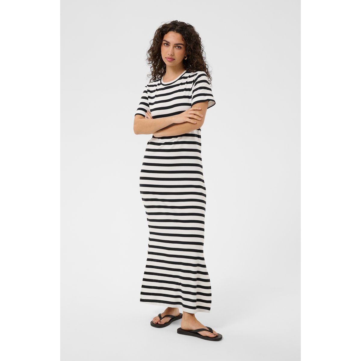 Robe blanc chalk/black stripes, KAFFE