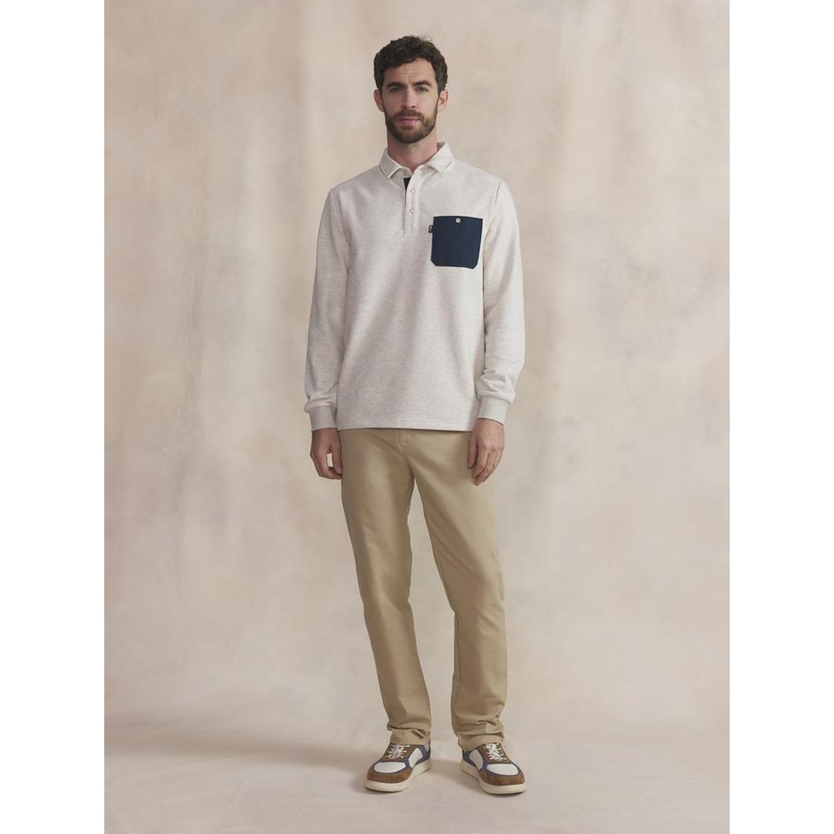 Polo manches longues CIVAZPOL beige, TBS