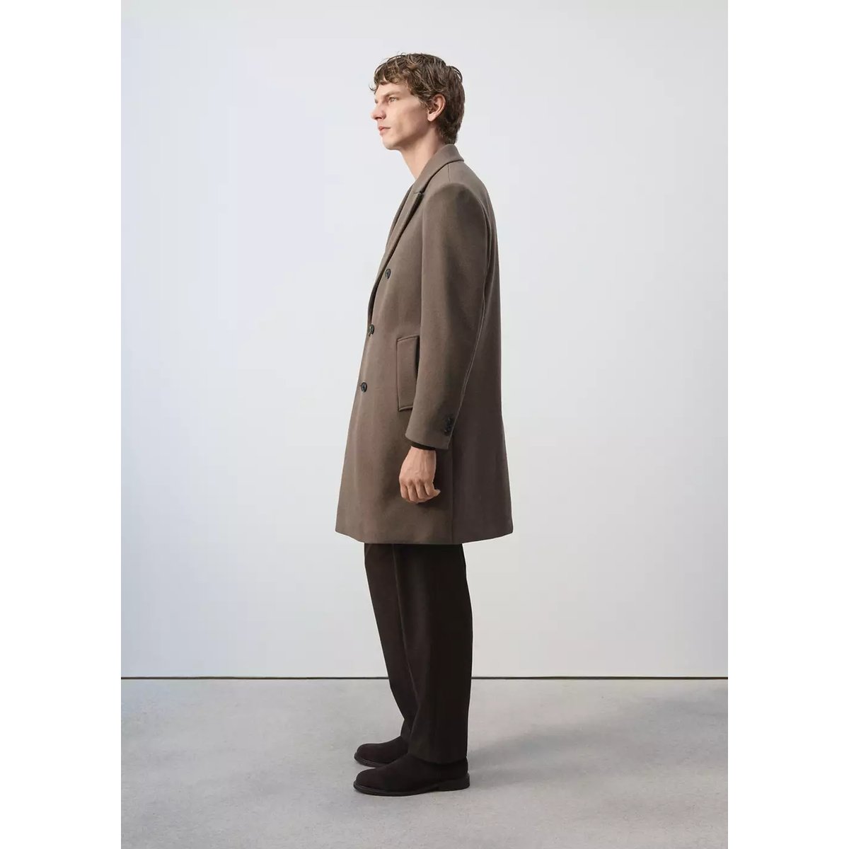 Manteau laine mélangée boutons gris foncé, MANGO MAN