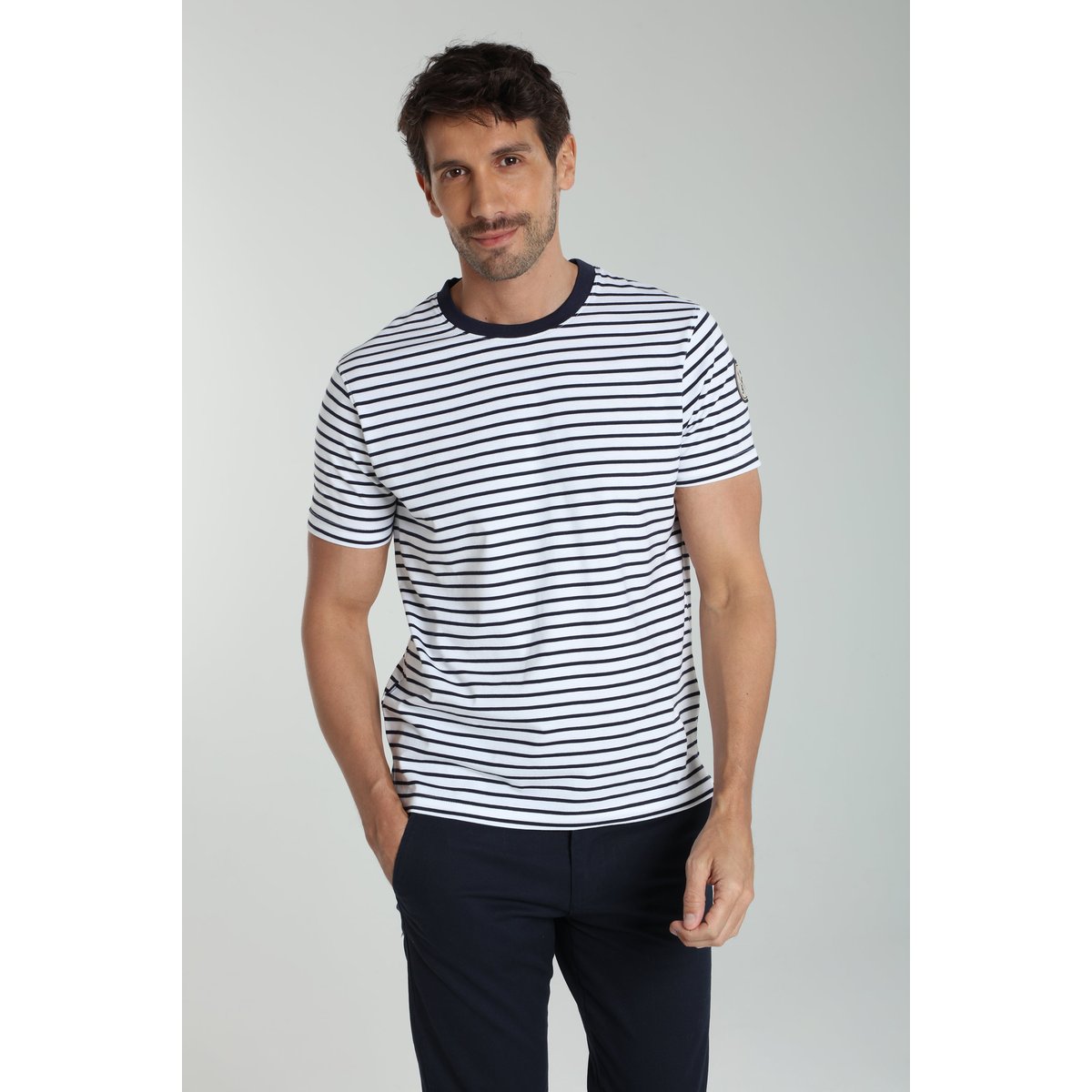T-shirt manches courtes coton STRIPES blanc, GENTLEMAN FARMER