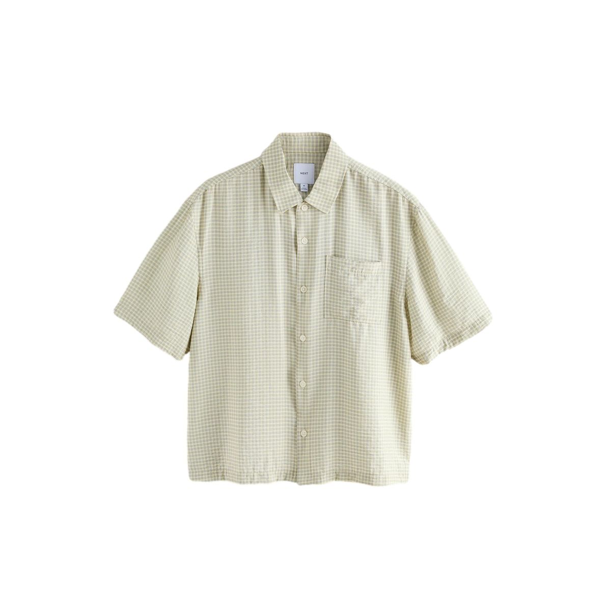 Chemise à carreaux en manches courtes micro écru, NEXT