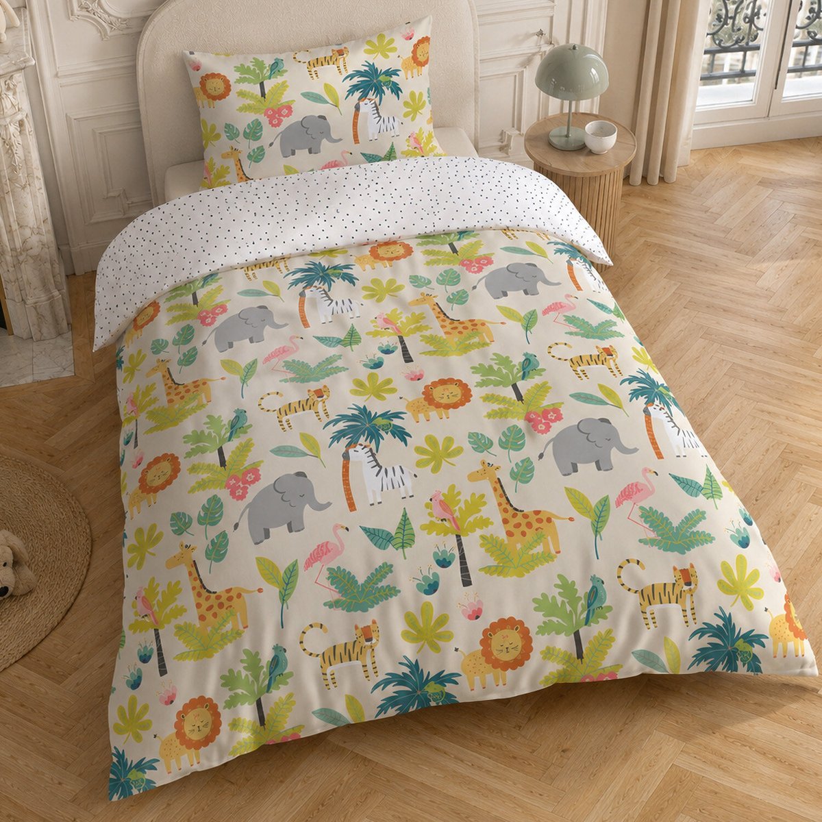 Parure de lit enfant en coton motif safari multicolore, C DESIGN HOME TEXTILE