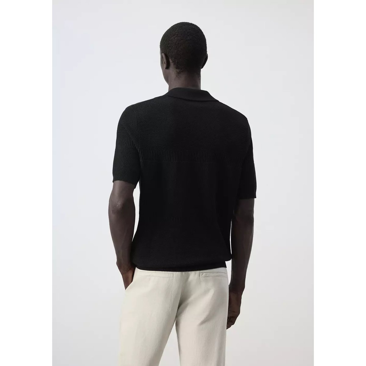 Polo 100 % coton maille fine noir, MANGO MAN