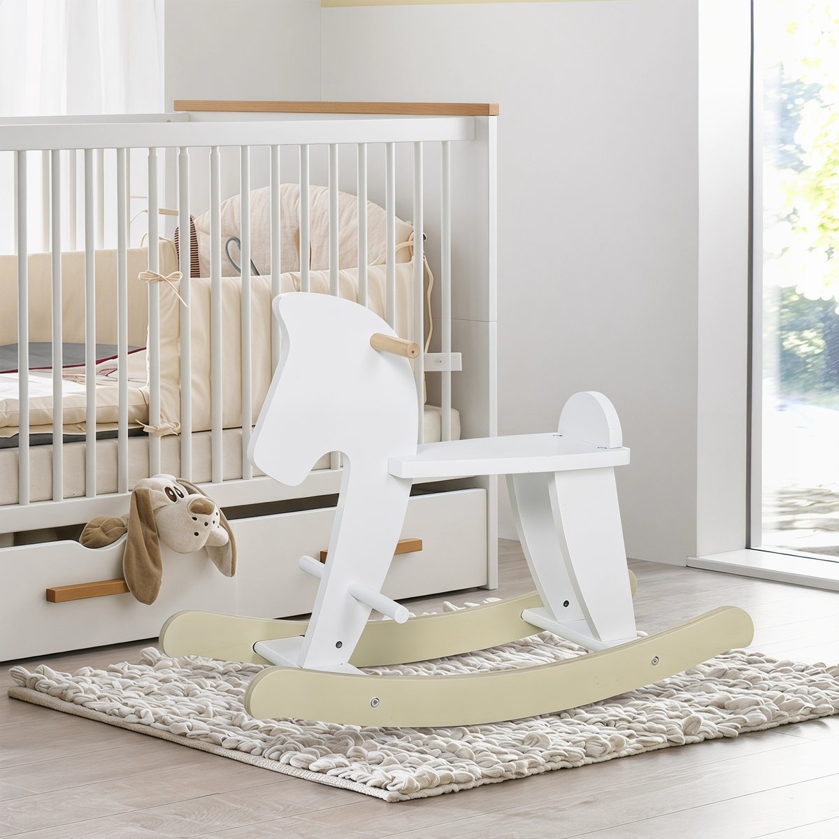 Cheval à bascule pour enfants Panneaux MDF blanc, HOMCOM