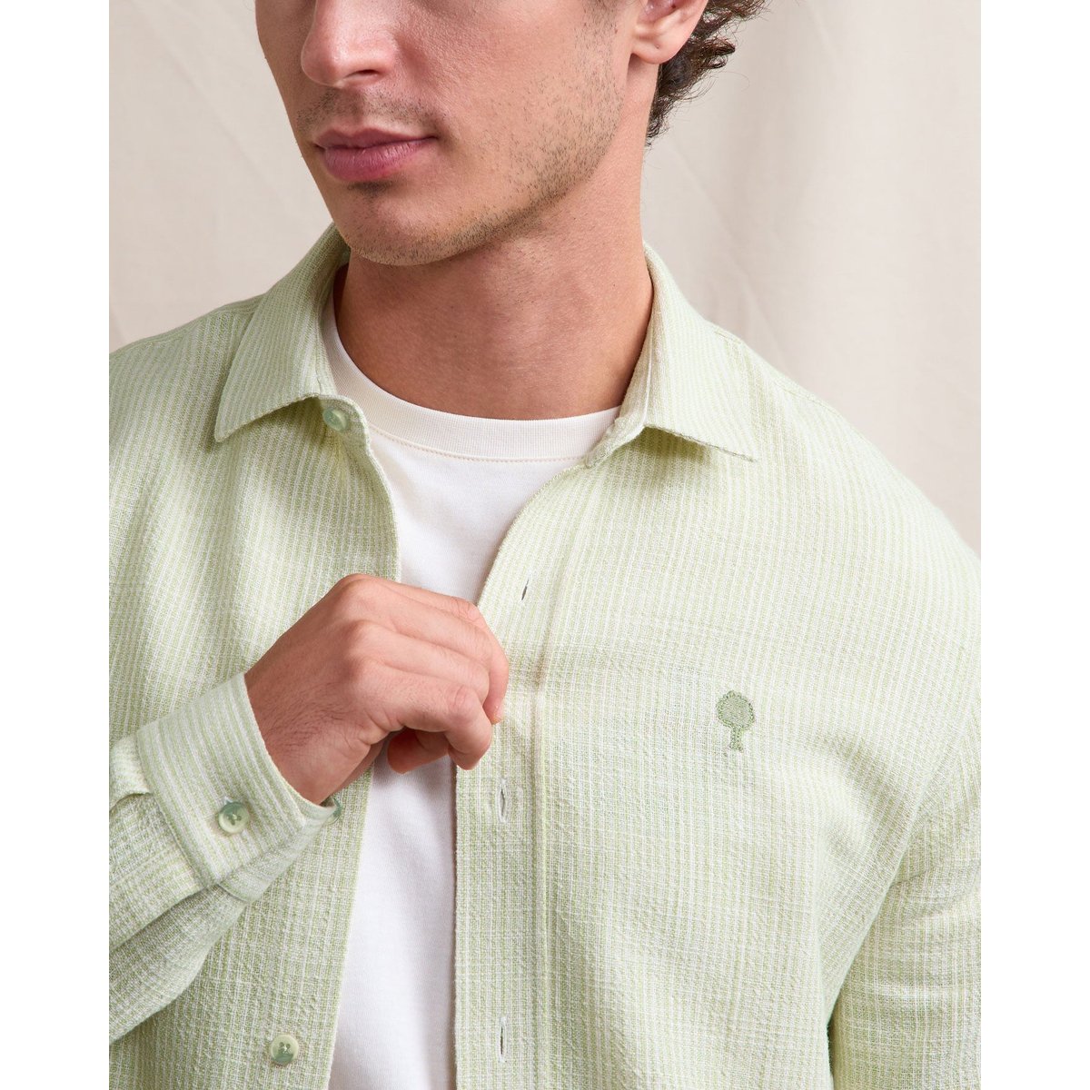 Chemise IRATY écru et vert clair, FAGUO