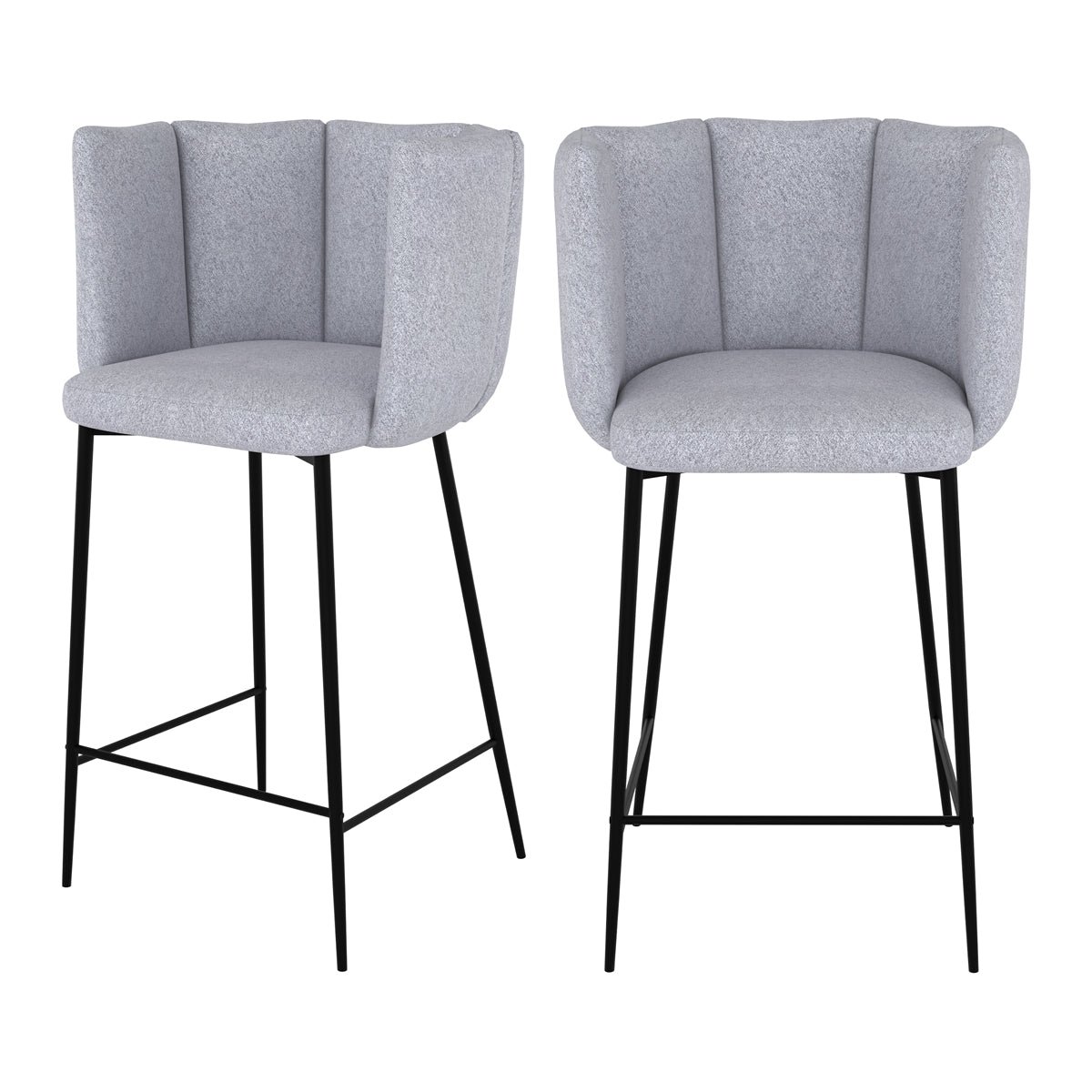 Lot de 2 chaises pour îlot central 67 cm en tissu - ROSY gris clair, MAISON PAVANE