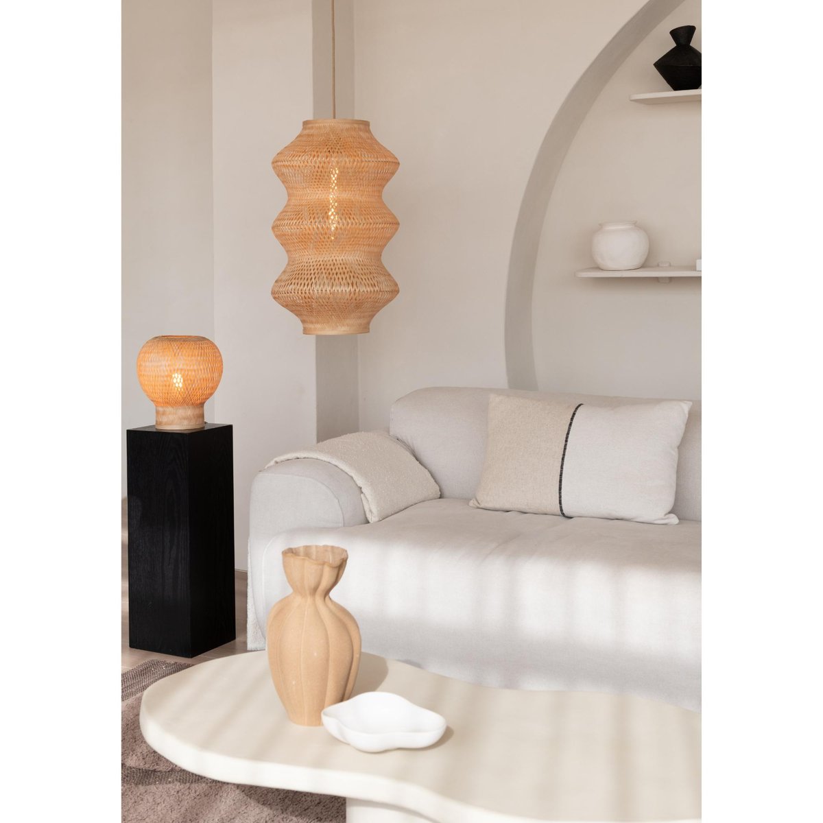 Lampe Suspendue Bambou BARBADOS marron, GOOD & MOJO