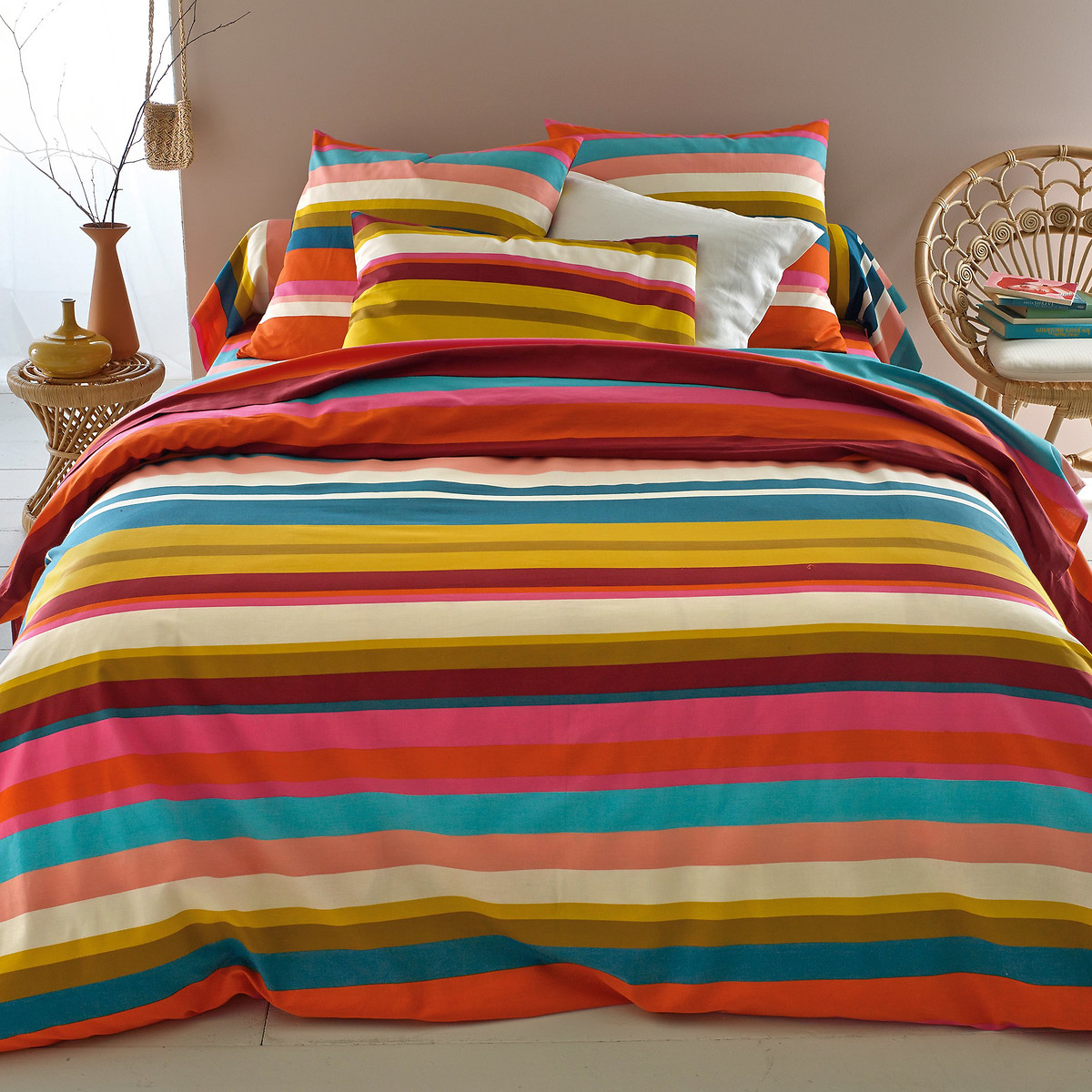 Drap coton, Paraiso orange/rose/turquoise/jaune, LA REDOUTE INTERIEURS