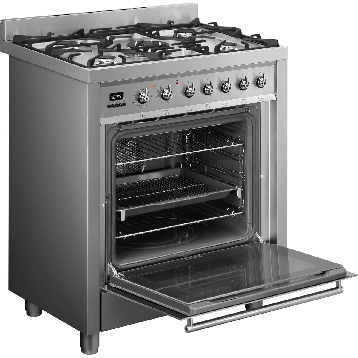 Piano de cuisson gaz 5 feux 70 cm inox satiné, SMEG