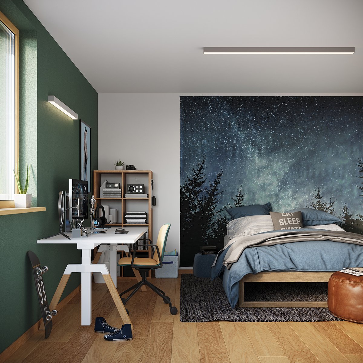 Applique murale Aluminium Gris LED 1 Pinne gris, EDEN