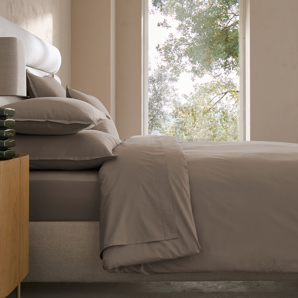 Housse de couette en percale de coton 120 fils, VENETO taupe, AM.PM