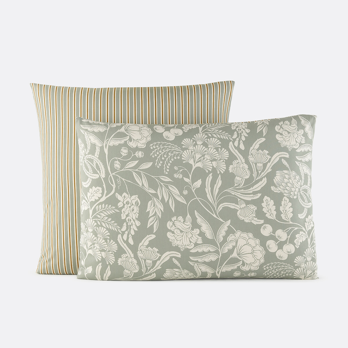 Funda de almohada de algodón, Linda estampado sobre fondo celadón, LA REDOUTE INTERIEURS