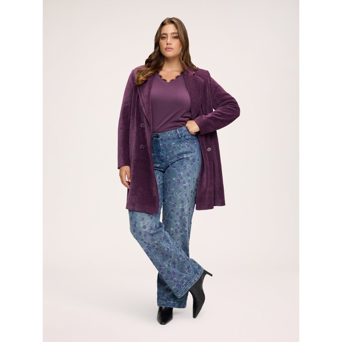 Jean droit avec broderies jacquard bleu, FIORELLA RUBINO