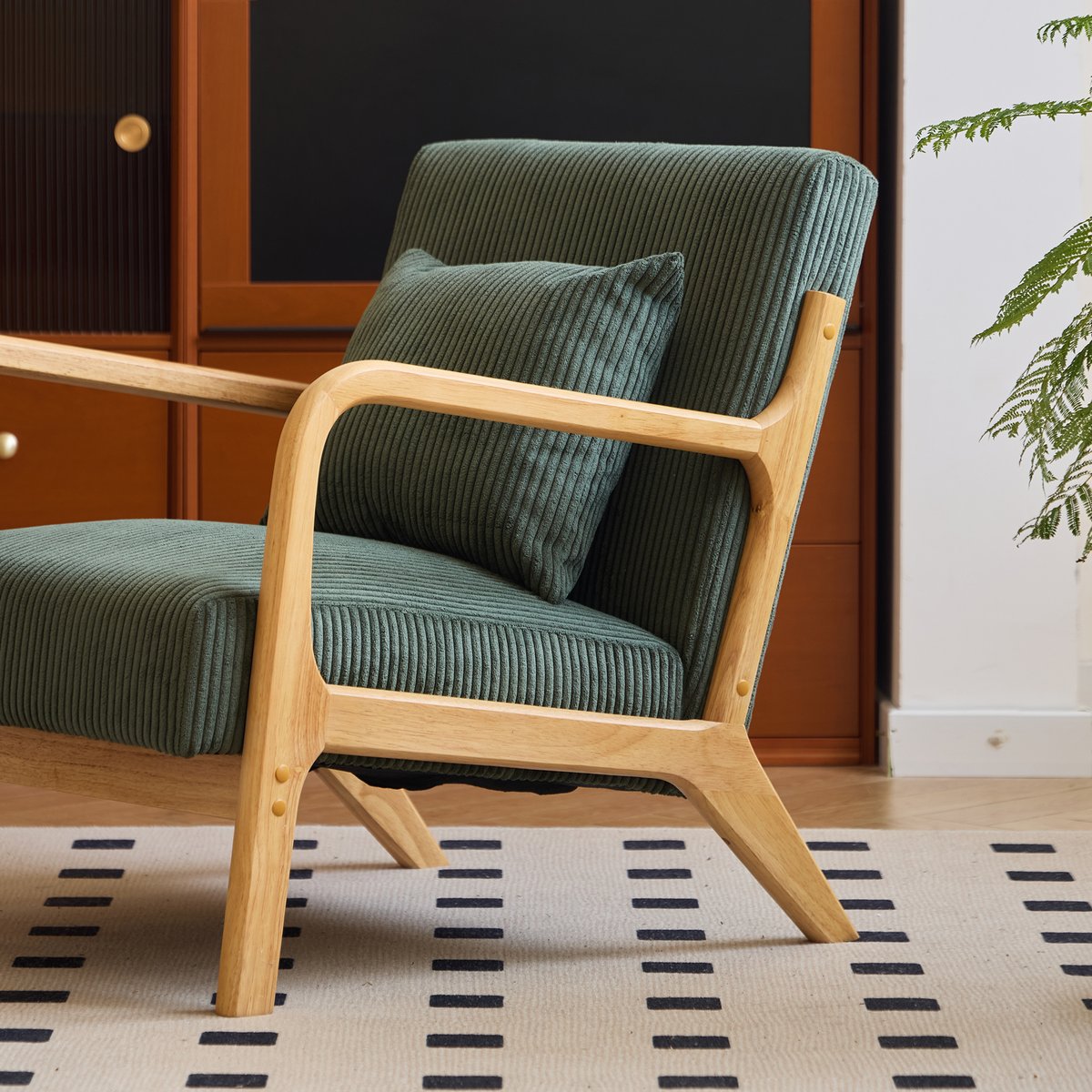 Fauteuil de salon en velours côtelé, OHAMA vert, NORDLYS