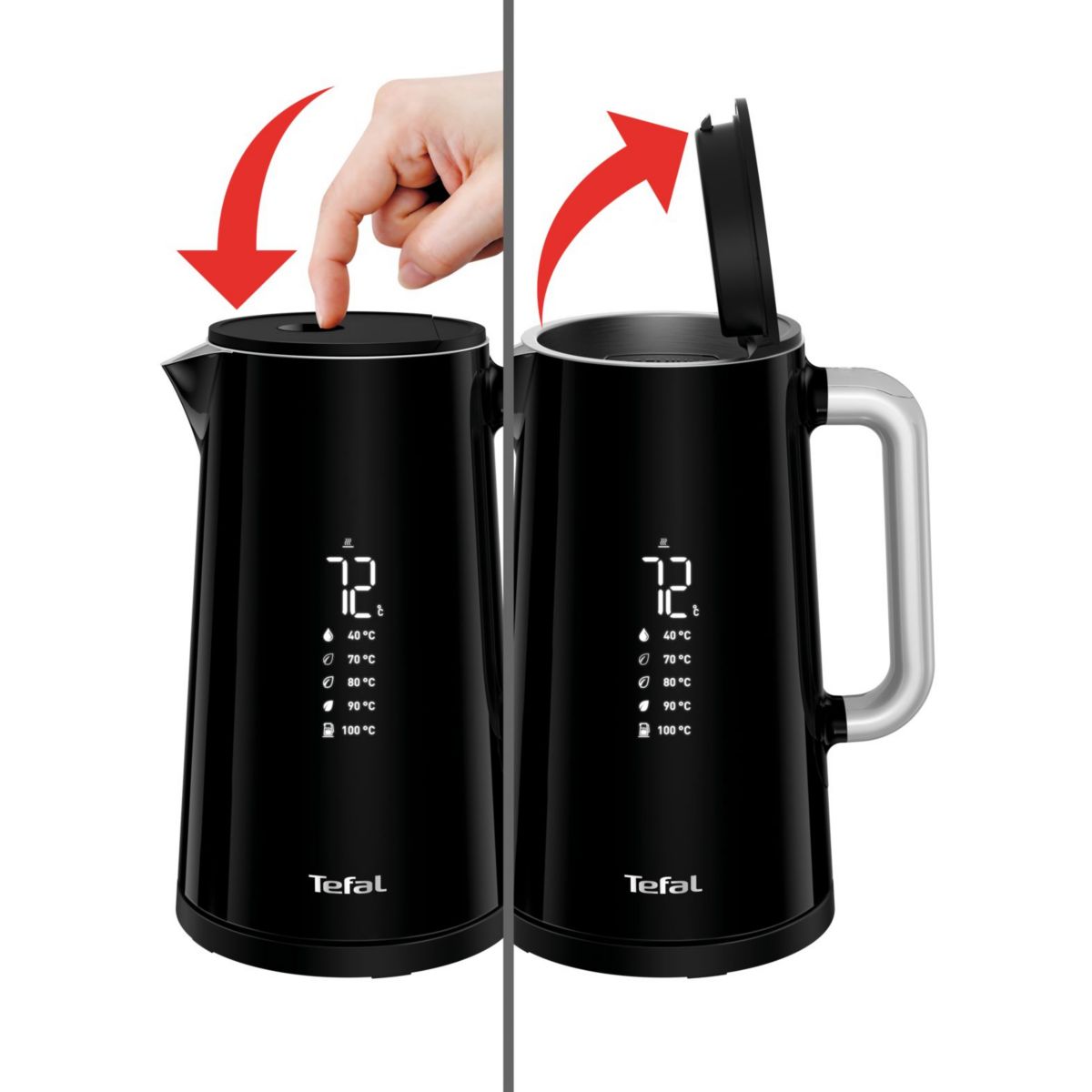 Bouilloire à température réglable KO850810 écran digital sélection temp noir, TEFAL