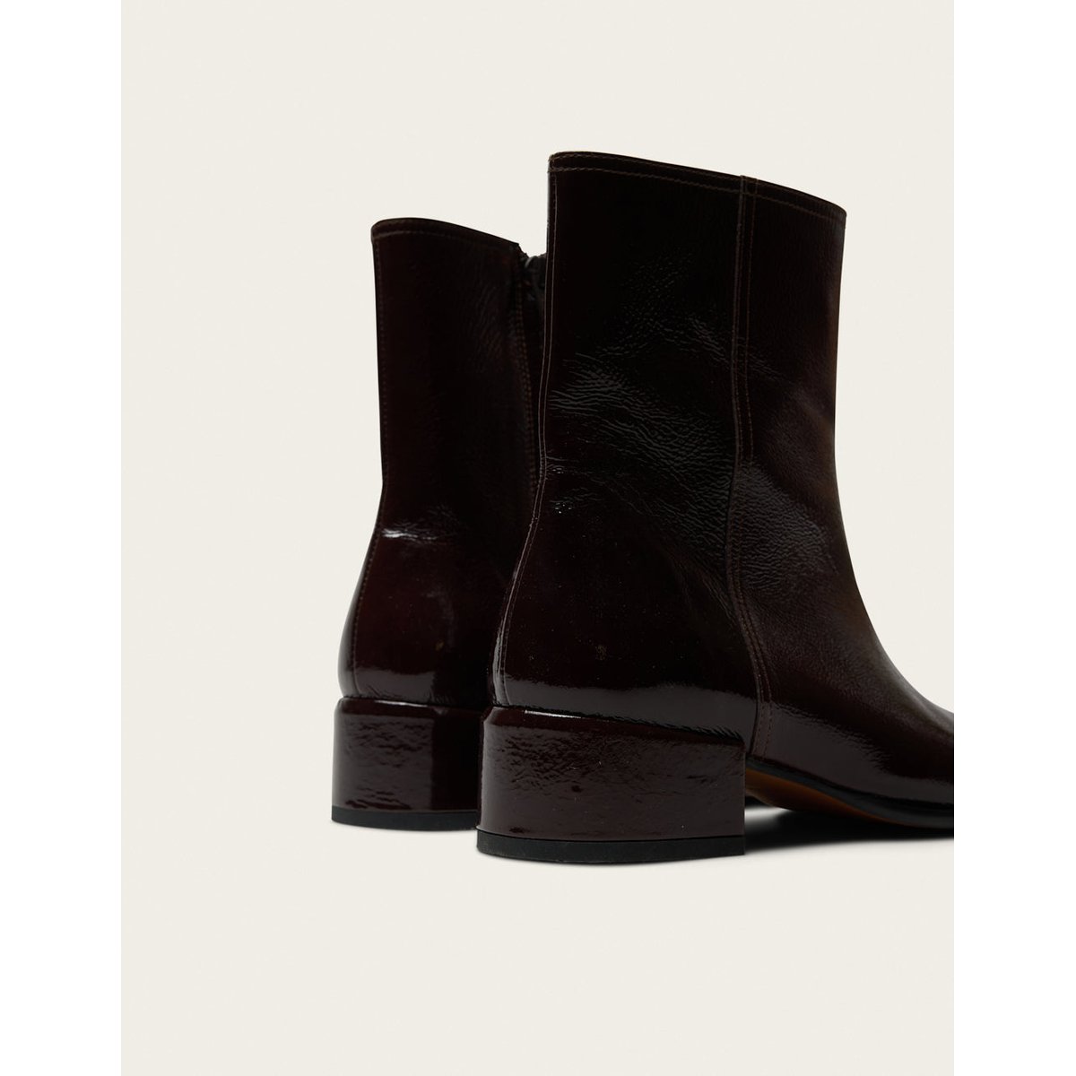 Bottines MOLI cuir plissé verni chocolat, ODAJE