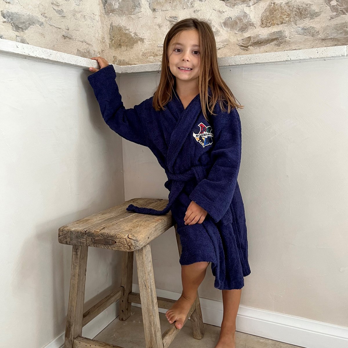 Peignoir enfant 100% coton, BLASON bleu foncé, HARRY POTTER