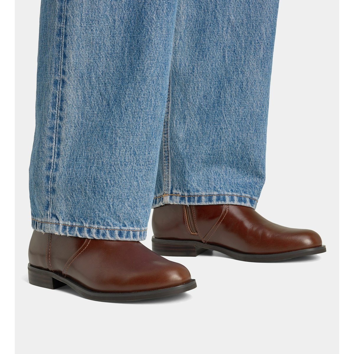 Bottines plates armelle en cuir marron foncé, GALERIES LAFAYETTE