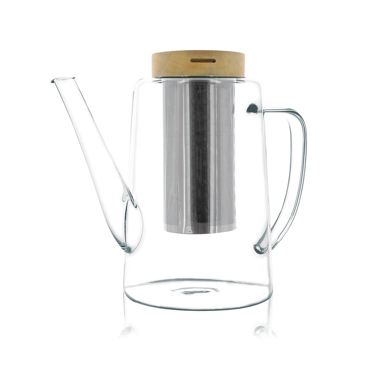 Théière en verre et couvercle en bois 1,2L, GUSTAVE transparent, OGO LIVING