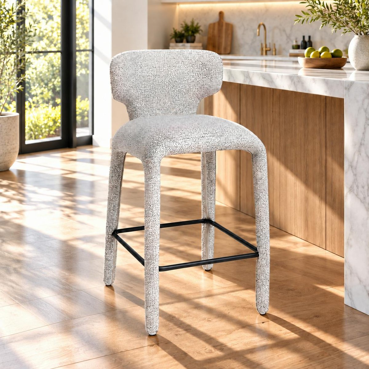 Tabouret de bar en tissu (lot de 2) TULSA gris, PIER IMPORT