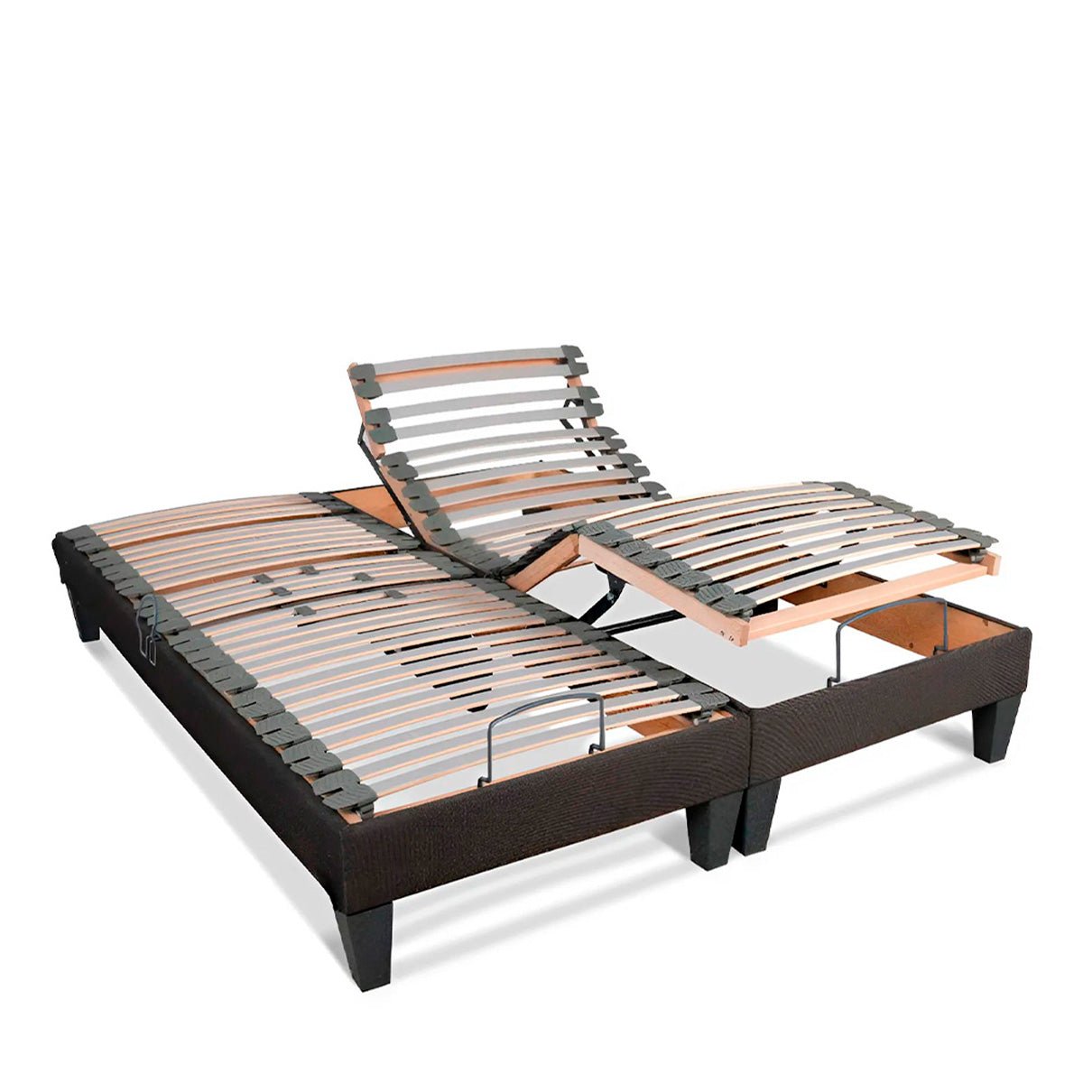Jeu de 2 sommiers électriques Amiral 2x90x200 cm Lattes gris, BELLECOUR