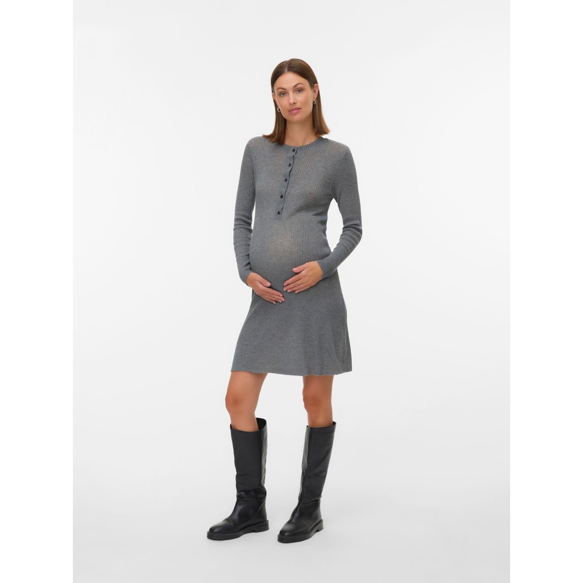 Robe En Maille grise - thunderstorm, MAMA LICIOUS